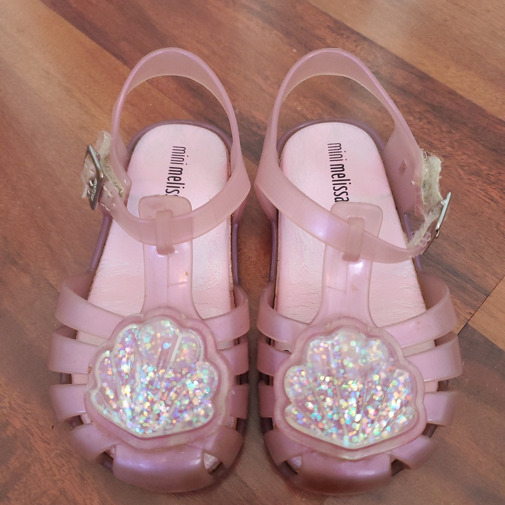 Mini Melissa Glitter Shell Pink Sandals